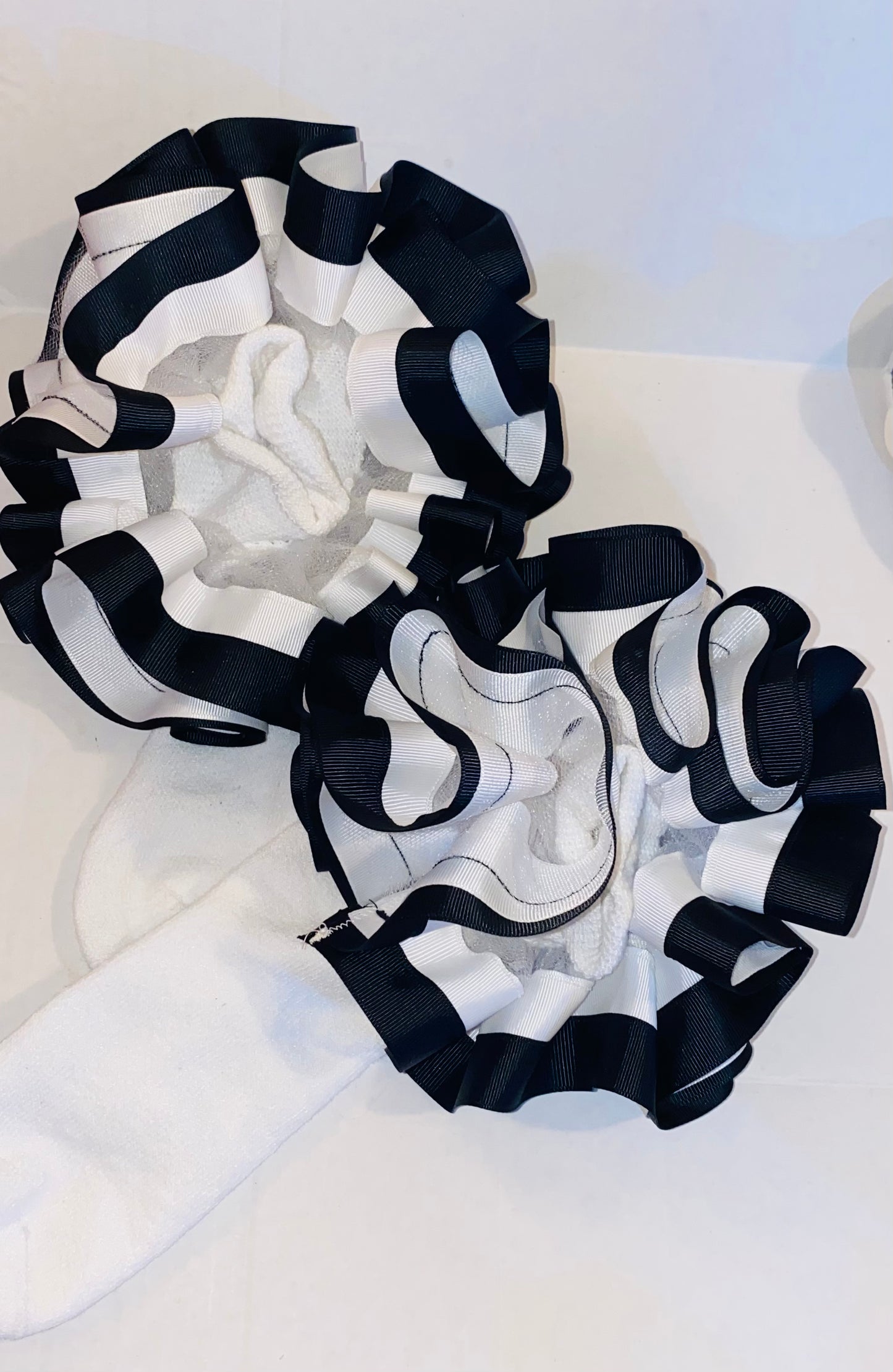 White & Black Trim Ruffle Socks