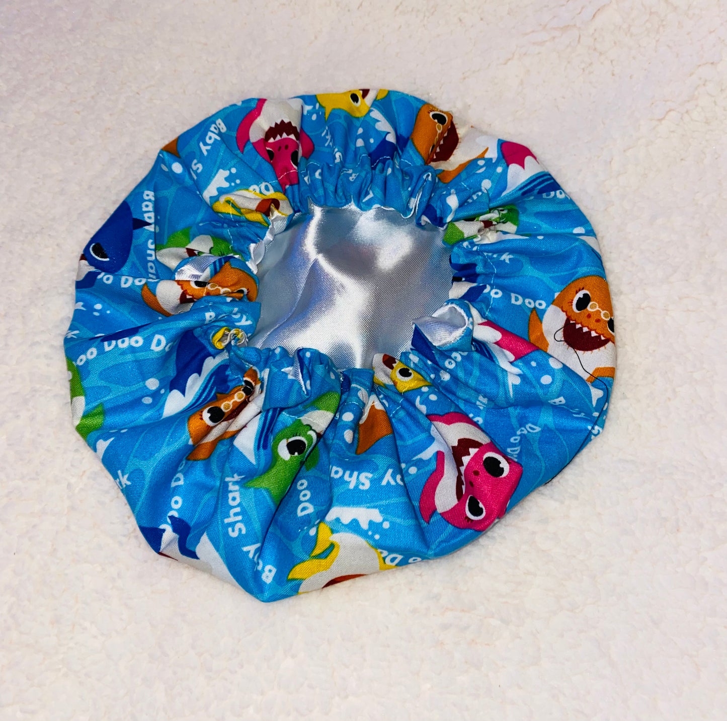 Baby Shark Inspired Reversible Satin Bonnet