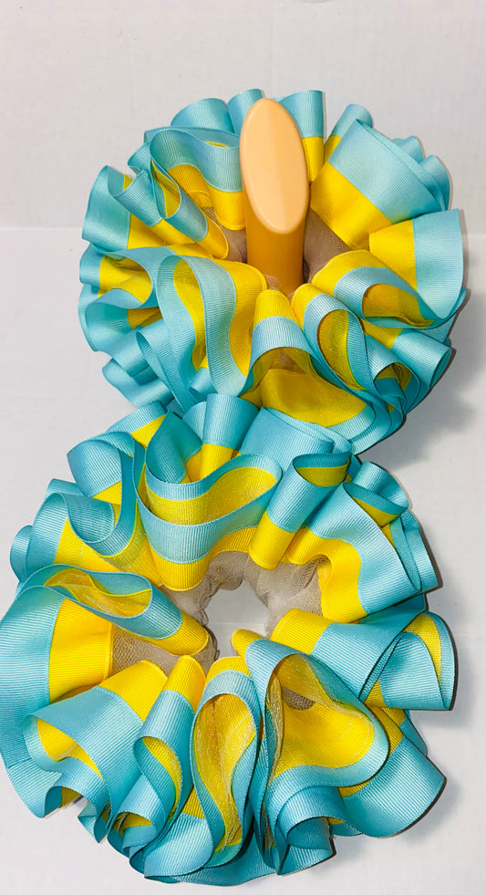 Yellow & Aqua Ruffle Anklets