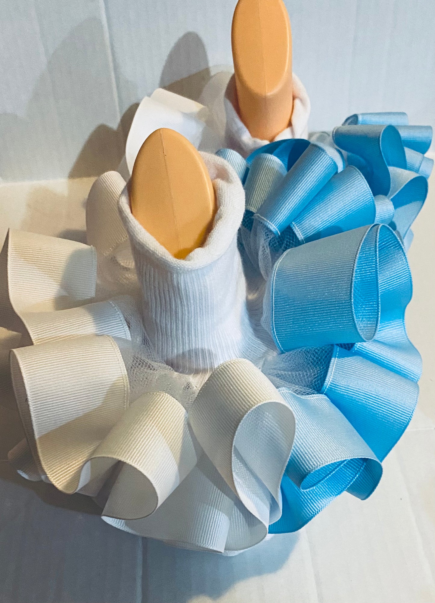 Blue & White Ruffle Socks