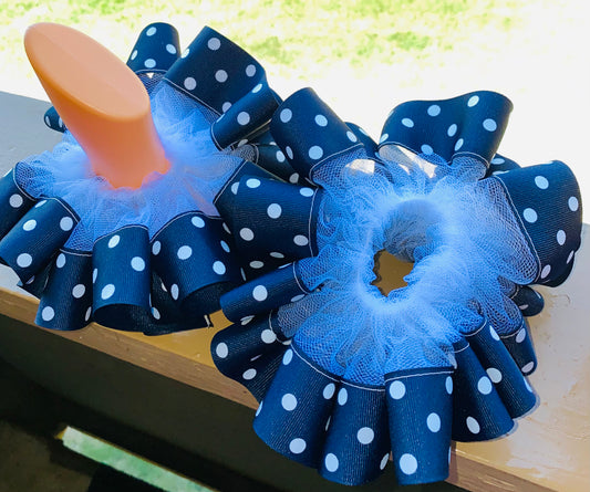 Navy Polka Dot Sockless Ruffle Anklets