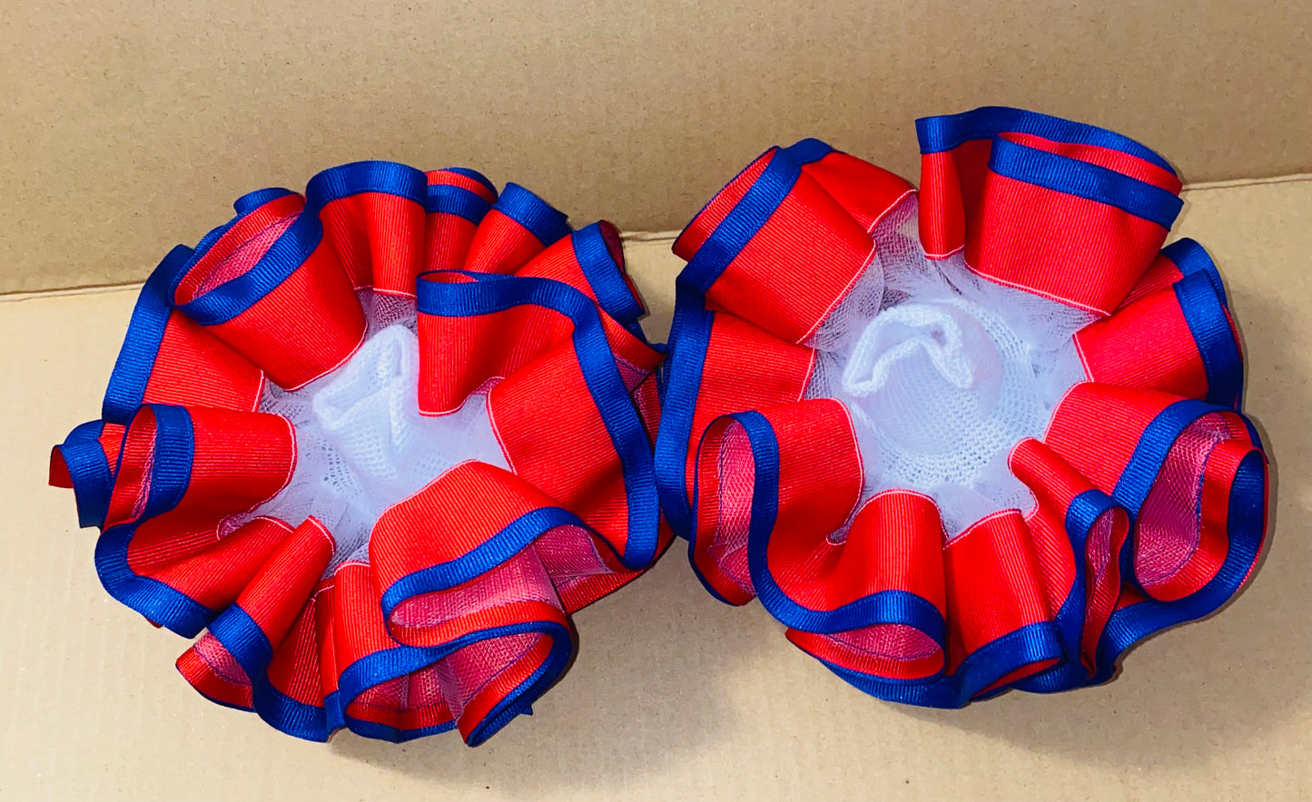 Red & Blue Trim Ruffle Socks