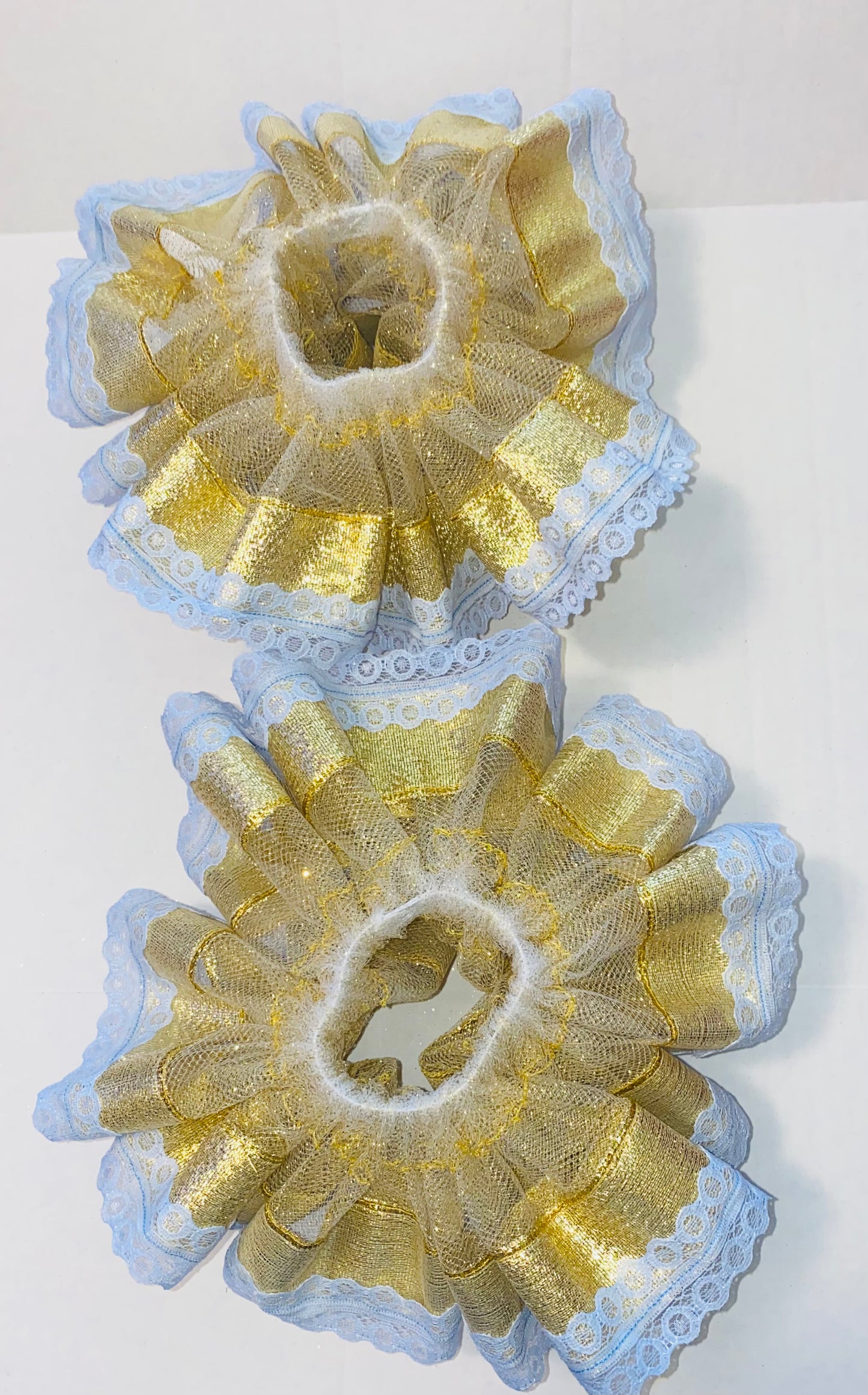 Gold & Blue Lace Ruffle Anklets