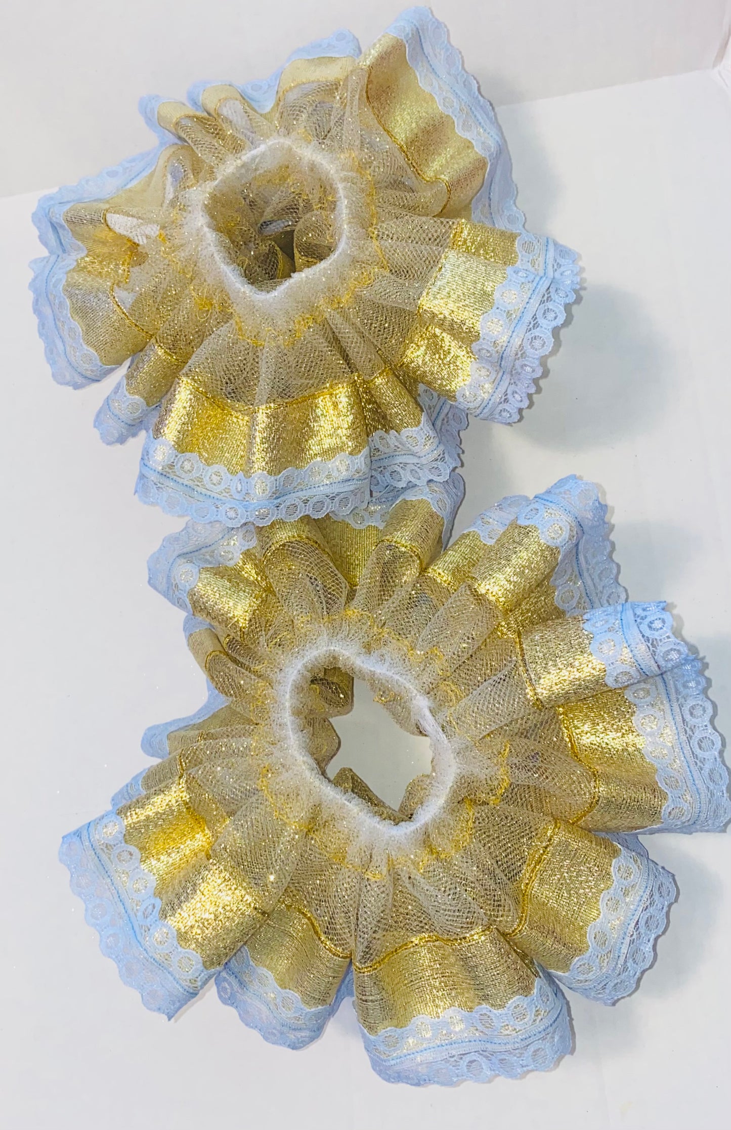 Gold & Blue Lace Ruffle Anklets