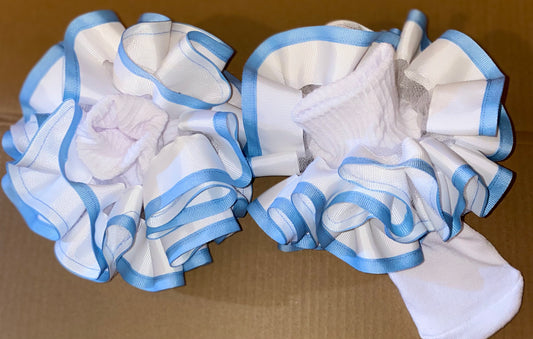 White & Blue Ruffle Socks