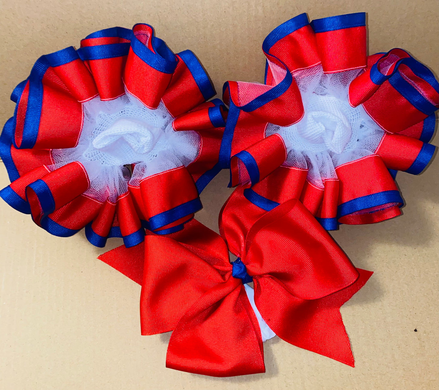 Red & Blue Trim Ruffle Socks & Bow Set