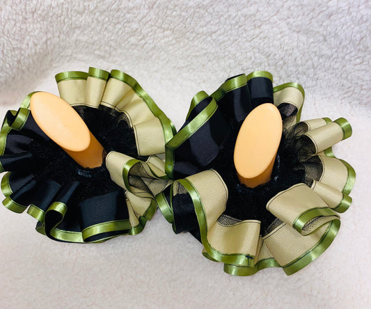 Olive Green Trio Ruffle Anklets