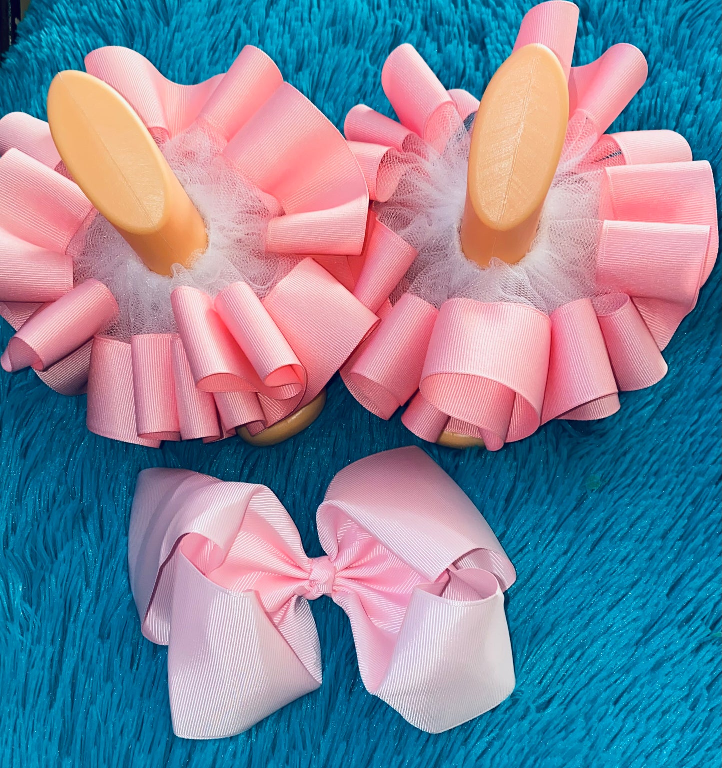 Pink Out Ruffle Anklets & Bow Set