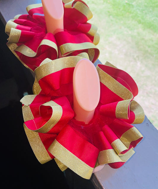 Red & Gold Trimmed Ruffle Anklets