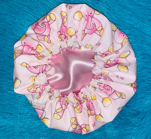 Baby Elephant Reversible Satin Bonnet