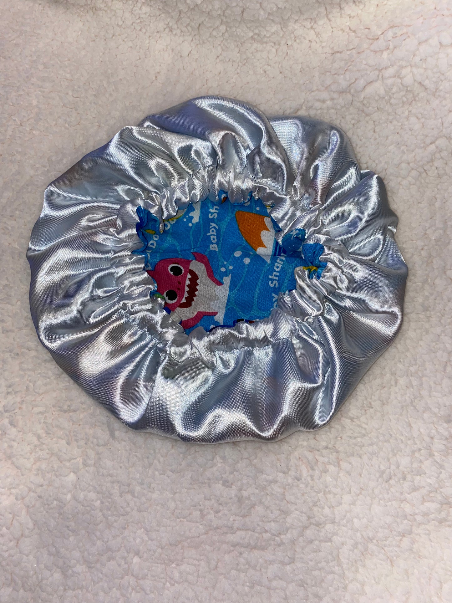 Baby Shark Inspired Reversible Satin Bonnet