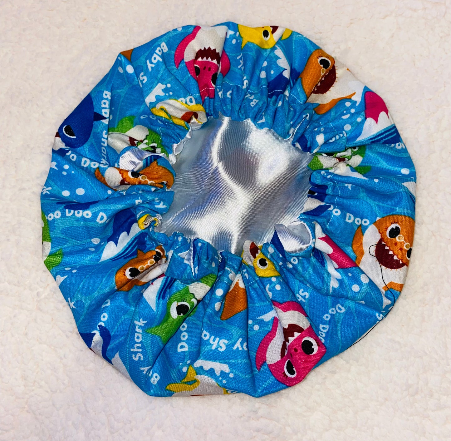 Baby Shark Inspired Reversible Satin Bonnet