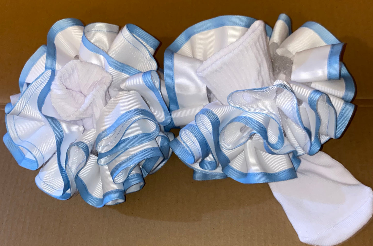 White & Blue Ruffle Socks