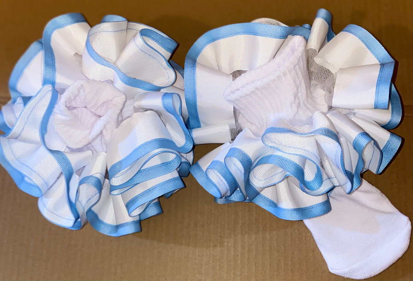 White & Blue Ruffle Socks