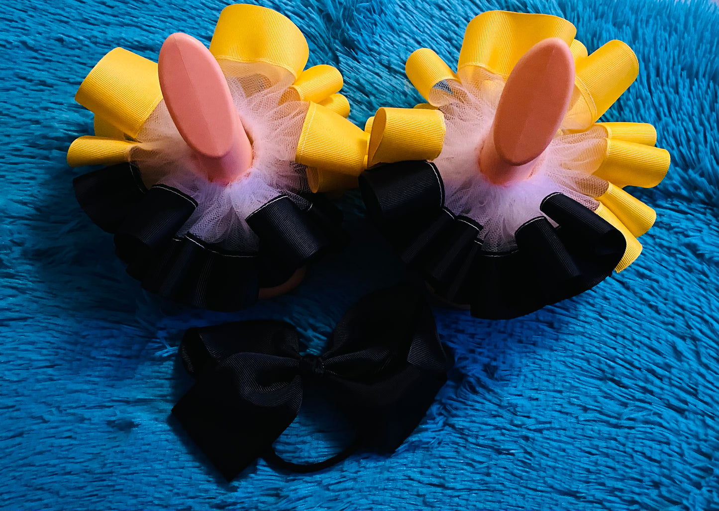 Black & Yellow Ruffle Anklets with Matching Bow