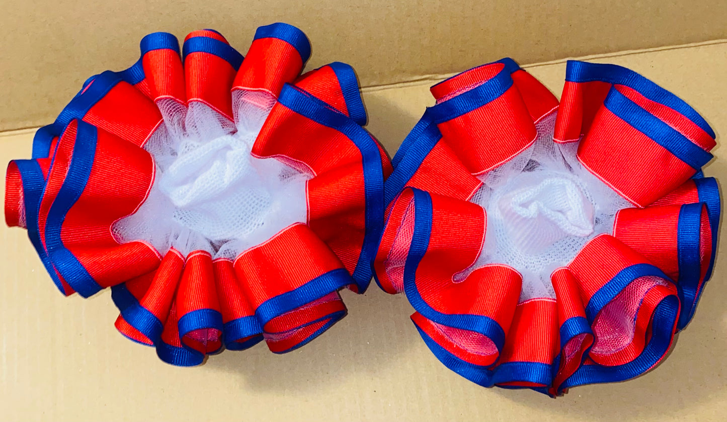 Red & Blue Trim Ruffle Socks