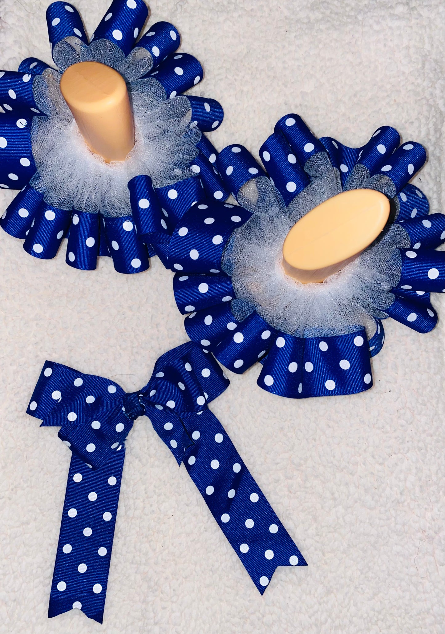 Royal Blue Polka Dot Ruffle Anklets & Bow Set