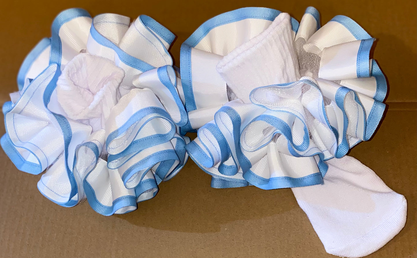 White & Blue Ruffle Socks