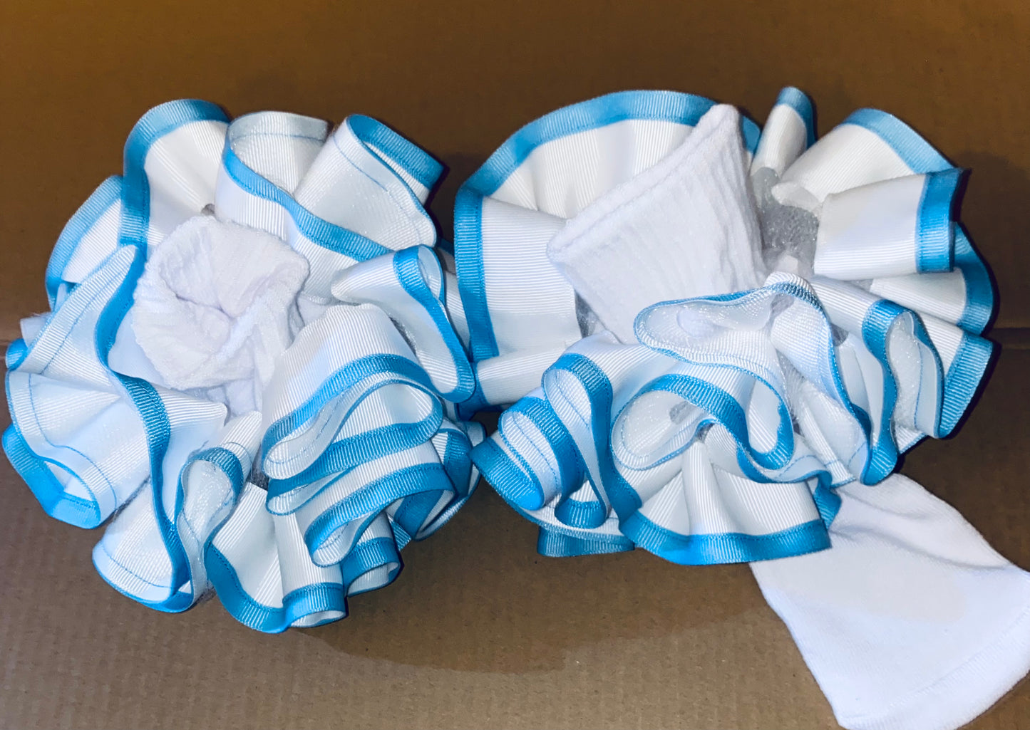 White & Blue Ruffle Socks