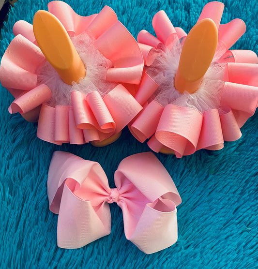 Pink Out Ruffle Anklets & Bow Set