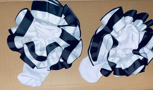 White & Black Trim Ruffle Socks